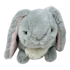 Walmart Fluffy Gray Bunny Rabbit Fuzzy Plush Stuffed Animal Toy  Vintage